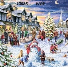 4 x Christmas Table Paper Napkins,Decoupage/Craft/Vintage/ Snowman 