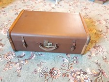 Large Vintage Wood Leather Steamer Trunk  Travel Suitcase