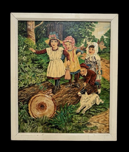 Vintage antique oil - oil, painting