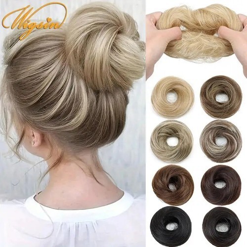 Curly messy hair bun - curly,