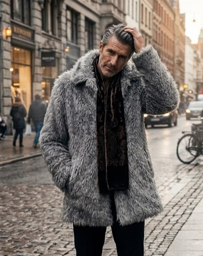 Men gray faux fur - men's,
