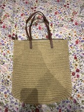 Gap Straw Tote Bag With Faux Leather Straps