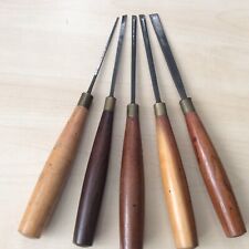 Antique Wood Leather 5 Tools JB Addis & Sons Set Straight  Skew Chisels