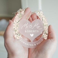 Personalised Horseshoe Wedding Gift, Mr & Mrs Gift, Lucky Horseshoe Gift