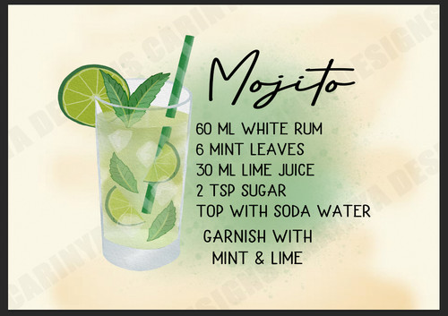 Mojito cocktail metal sign - cocktail,