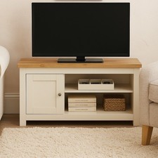 Modern TV Stand Media Unit Cabinet with Storage Shelves & Cupboards Oak Effect