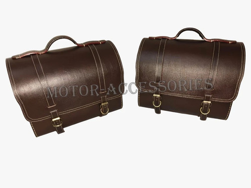 Brown leather saddle pannier - brown,