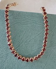 Stunning 9k Gold Real Garnet Gemstone Tennis Bracelet.