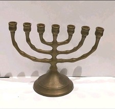 Vintage Candle Holder Brass Hanukkah Menorah Judaica