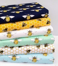 100% Cotton Poplin Fabric Rose & Hubble Bumble Bees Honey Bee Half Metre FQ
