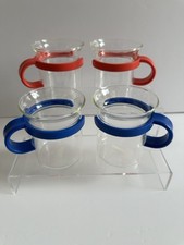 Bodum Glass Coffee Mug Cups Set of 4 Vintage Retro Style Stamped ‘157’ ~8cm tall