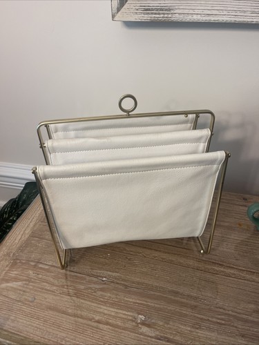 Magazine rack white faux - white,