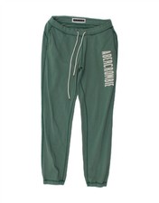 ABERCROMBIE & FITCH Womens Graphic Tracksuit Trousers Joggers Medium Green AL06