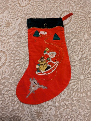 Vintage christmas stocking red - vintage,