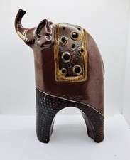 Elephant Indian African Style Ceramic Figurine Statue 9 1/2” / 24cm Tall