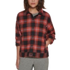 Bass Outdoor Womens Encore Plaid Cropped Field Jacket Burnt henna Size Large NWT