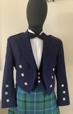 Mens Scottish Kilt Jacket , Prince Charlie Style, Navy Wool, Chest 42 Short