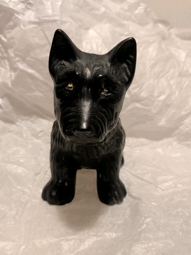 Black terrier dog figurine - black,