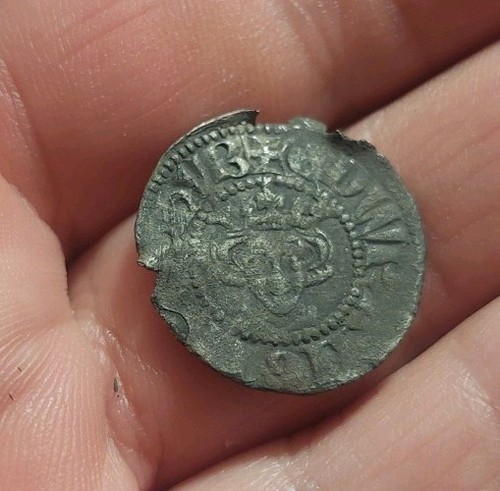 Silver hammered penny coin - silver,