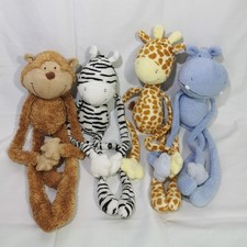 Set of Four M&S Jungle Dangly Magnetic Soft Toys, Giraffe Monkey Hippo and Zebra