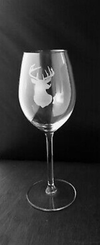 Stag engraved stemmed - engraved, wine