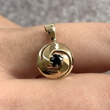 Sapphire Round Swirl Pendant September Birthstone 9 ct Yellow Gold