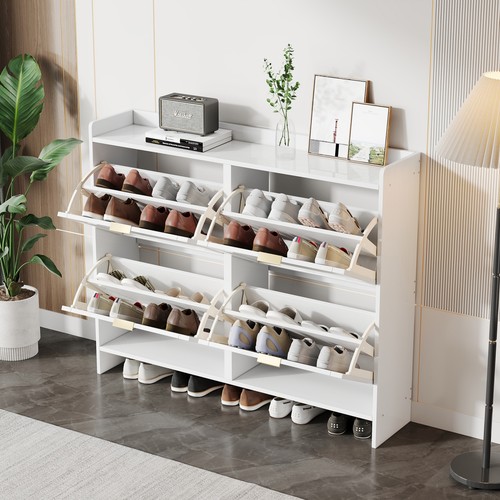 White modern shoe cabinet - white,
