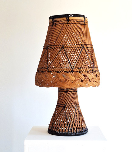 Vintage 1970s wicker lamp