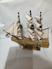 Model Of Galleon Ship Victoria Vintage Loft Find Stand Fixed To Ship Cond Decent