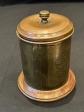 Vintage British Brass & Copper “Tea Time Anytime” Tea Caddy Made in Britain(b7)