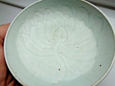 CHINESE SONG 13TH CENTURY OR LATER CELADON GLAZED INCISED DISH LOTUS FLOWER