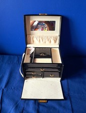 Argos Vintage Black Crocodile Effect Jewellery Box with Mirror