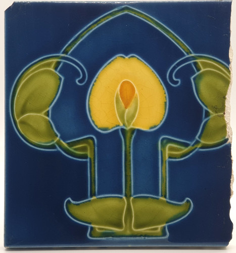Art nouveau fireplace tile - art,