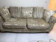 2 x SCS 4-Seater Sofas – Excellent Condition – Mink/Gold Fabric – £200 for Both 