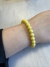 Yellow  Glass Beaded Bracelet. Handmade With Fabric Elastic.
