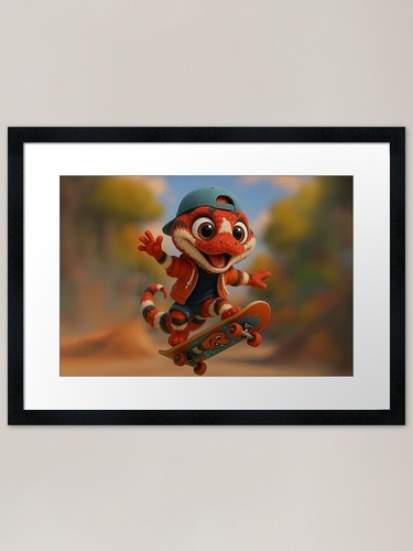 Skater milk snake framed art - skater,