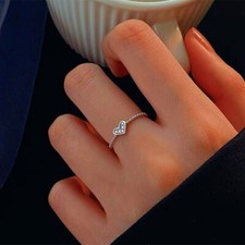 925 Sterling Silver Mini Heart Adjustable Ring Womens Girls Jewellery Love Gift