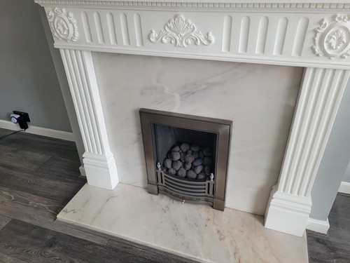 Plaster and solid marble fire - and,