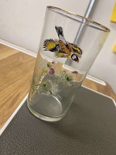 Glasses with birds and - , thistle