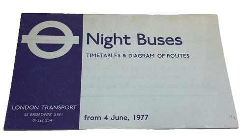 1977 june night bus timetables - june,