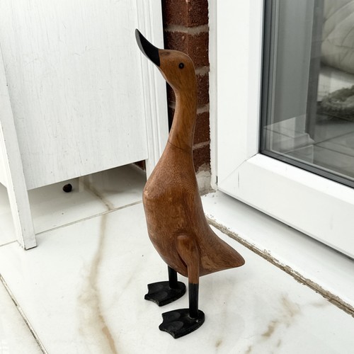 Wooden duck ornament sculpture - wooden,