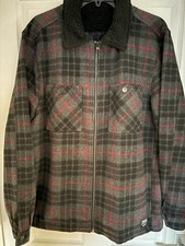 WESC Fleece Columbia Jacket Shacket Men’s Large Wool Black Grey Overshirt