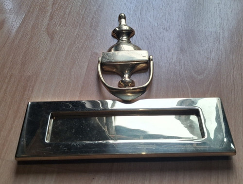 Vintage brass door knocker - door,