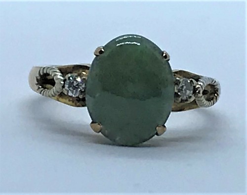 14ct gold claw - set, jade