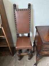 Vintage Old Revival Oak Child’s Correction Chair Solid Oak Leather Studded 