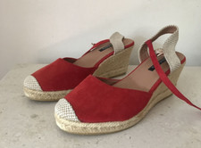 Via Dante Shoes Women's Red Wedge Espadrilles Sandals Size 8 - Fits As UK 7