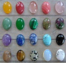 3pcs Oval 10x14mm Natural/Synthetic Semi Precious Loose Gemstone Cabochons Cameo