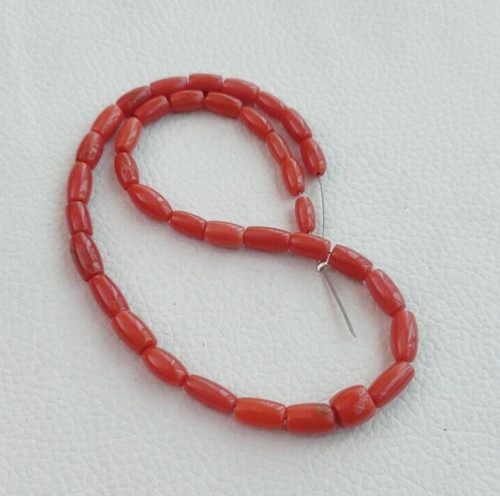 Natural italian red coral drum - natural,