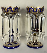 Pair Victorian Blue Cut to