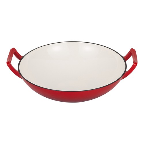 Enamel cast iron wok pan - enamel, dual